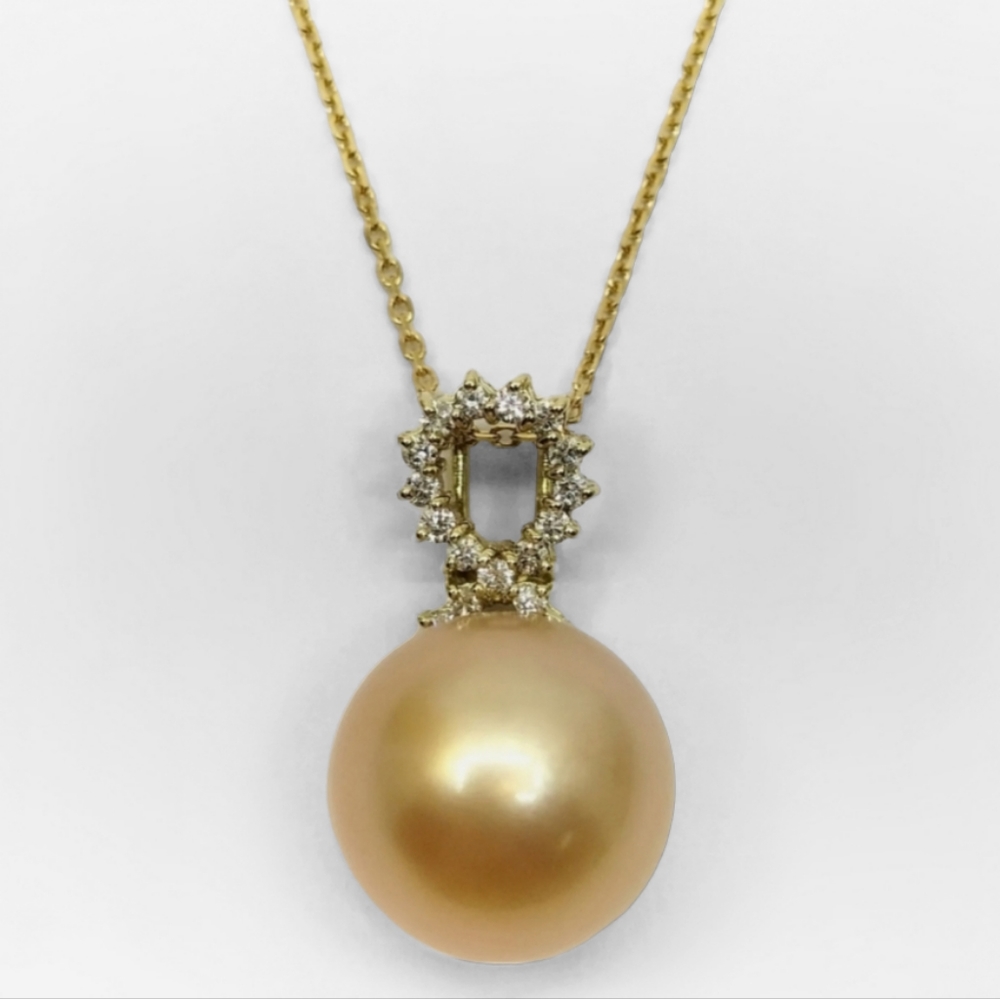 ✨️18k ✨️real Gold chain Pearl Diamond Pendant Necklace